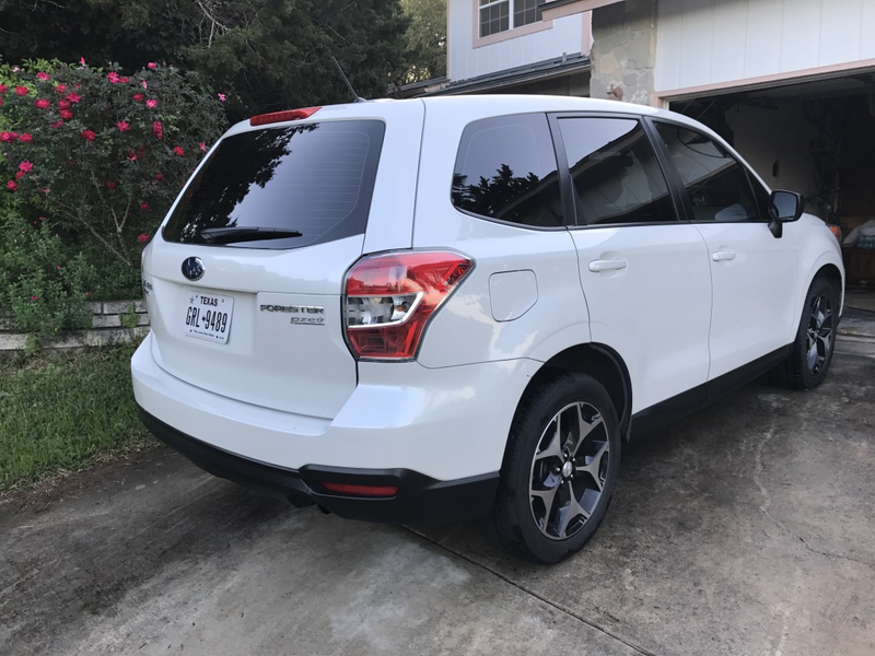 Clean car in front of a blooming rose bush.